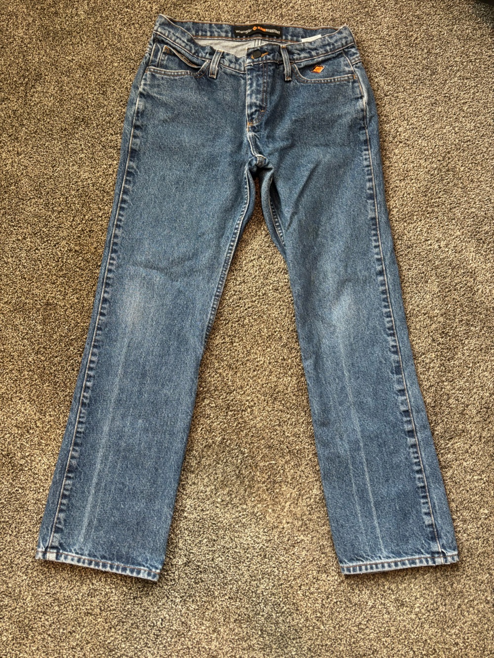 Wrangler Women's Straight Leg Blue Denim Jeans Fire Resistant Size 7x32